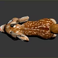 Cute Brown And White Spotted Reindeer Toy With Red Nose Yellow Tail And Antlers