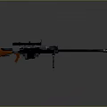 Tactical Black Rifle With Orange Grip Scope Tripod Stand And Long Barrel