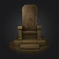 Ancient Stone Throne With Intricate Carved Design And Elevated Step Base Structure 3d model