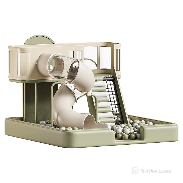 Playful Kids Room Interior With Slide Play Structure Ball Pit And Ladder 3d model 