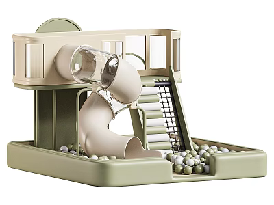 Playful Kids Room Interior With Slide Play Structure Ball Pit And Ladder 3d model