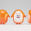 Two Cute Orange And White Cartoon Dolls With Smiling Faces And Round Shape