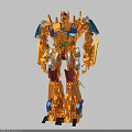 Detailed Golden Blue Transformers Action Figure With Mechanical Joints And Wheels