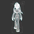 3D Character With Animal Features Blonde Hair Green Eyes And Purple White Outfit