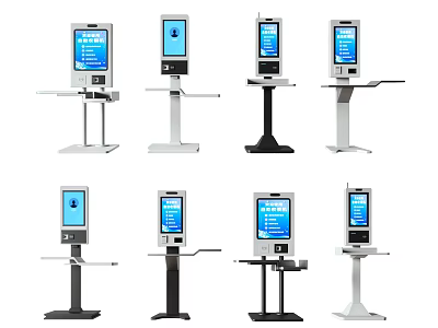 Public Facility Self Service Kiosks with Various Stand Designs and Functional Screens 3d model