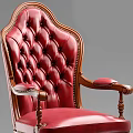 Luxury Leather Office Chair With Tufted Design Armrests And Rolling Wheels In Gray And Red