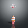 Layered Cake with Orange White Cream and Pink Base Featuring Flying Character Decoration