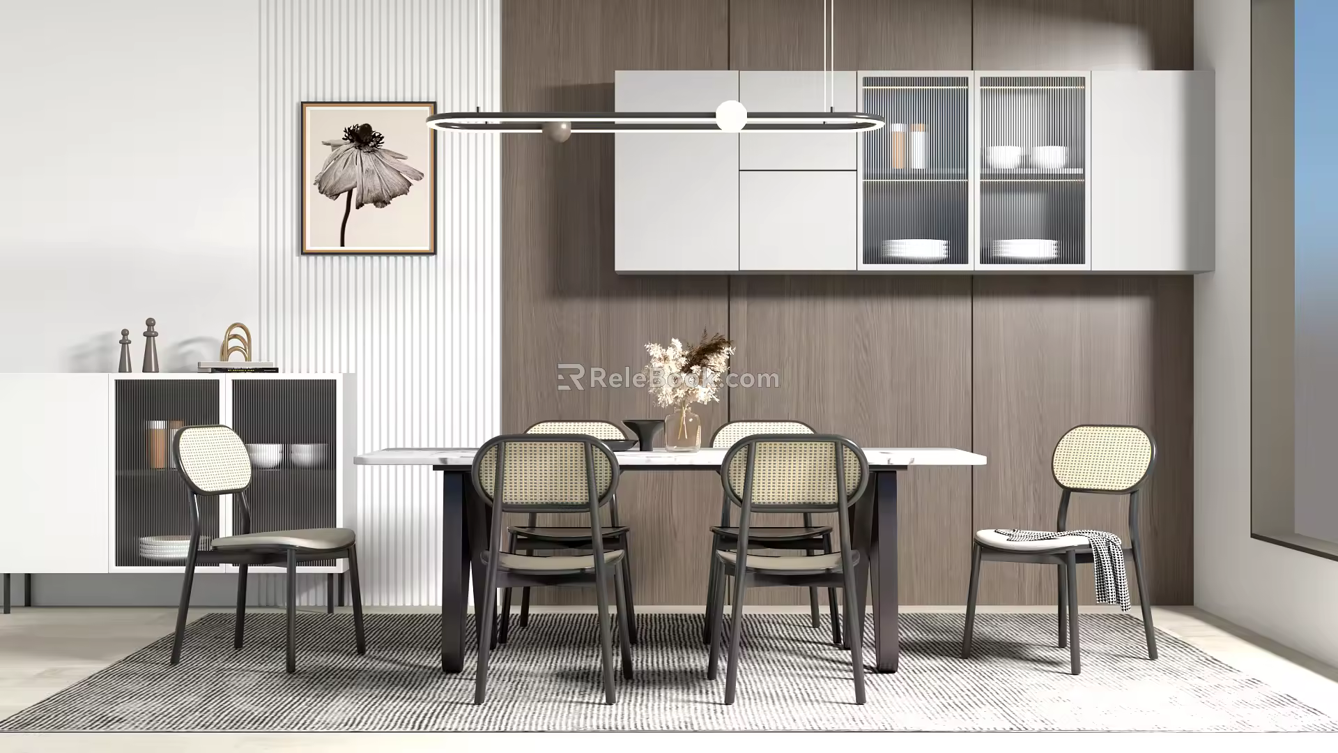Modern Dining Table and Chair Combination 3d model
