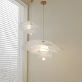 Modern White Layered Chandelier Design For Interior Space With Window Blinds