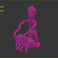 Detailed Human Figure Sculpture Carving Leading an Ox Traditional Artwork Statue