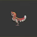 Cute Fantasy Flying Creature with Orange Red Wings and White Body 3D Model Design