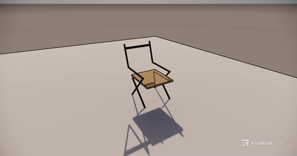 Modern Single Chair With Metal Frame And Wooden Seat For Indoor Home Use 3d model 