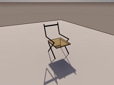 Modern Single Chair With Metal Frame And Wooden Seat For Indoor Home Use 3d model