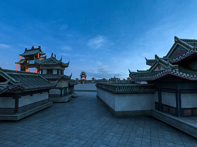 Chinese-style Ancient Building Ancient Town Night View Ancient Building 3d model