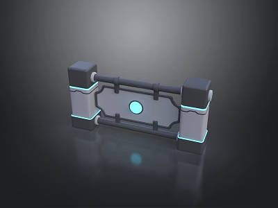 Modern Activity Exhibition Wall Featuring Black Frame Blue Glowing Edges And Circular Blue Center 3d model