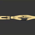 Two Decorative Swords Long And Short With Blue Blades And Golden Hilts