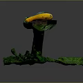 Cartoon Scene With Purple Table Yellow Green Zucchini Rusty Metal Legs And Green Grassy Ground