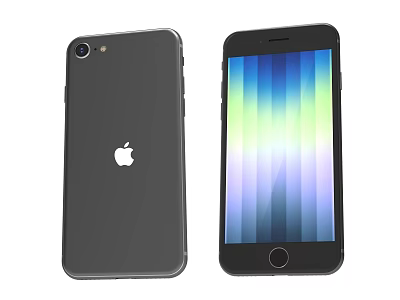 Apple iPhone Smartphone Back View Featuring Logo And Front Display With Colorful Screen 3d model