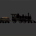 Vintage Black Steam Train Model With Cargo Carriage Carrying Wooden Logs