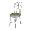 Modern Leisure Chair With Curved Metal Frame Loop Backrest And Padded Seat