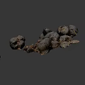 Natural Black Irregular Rock Clusters With Rough Surface And Earthy Texture
