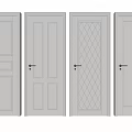 White Interior Hinged Doors With Various Panel Designs For Home 3d model