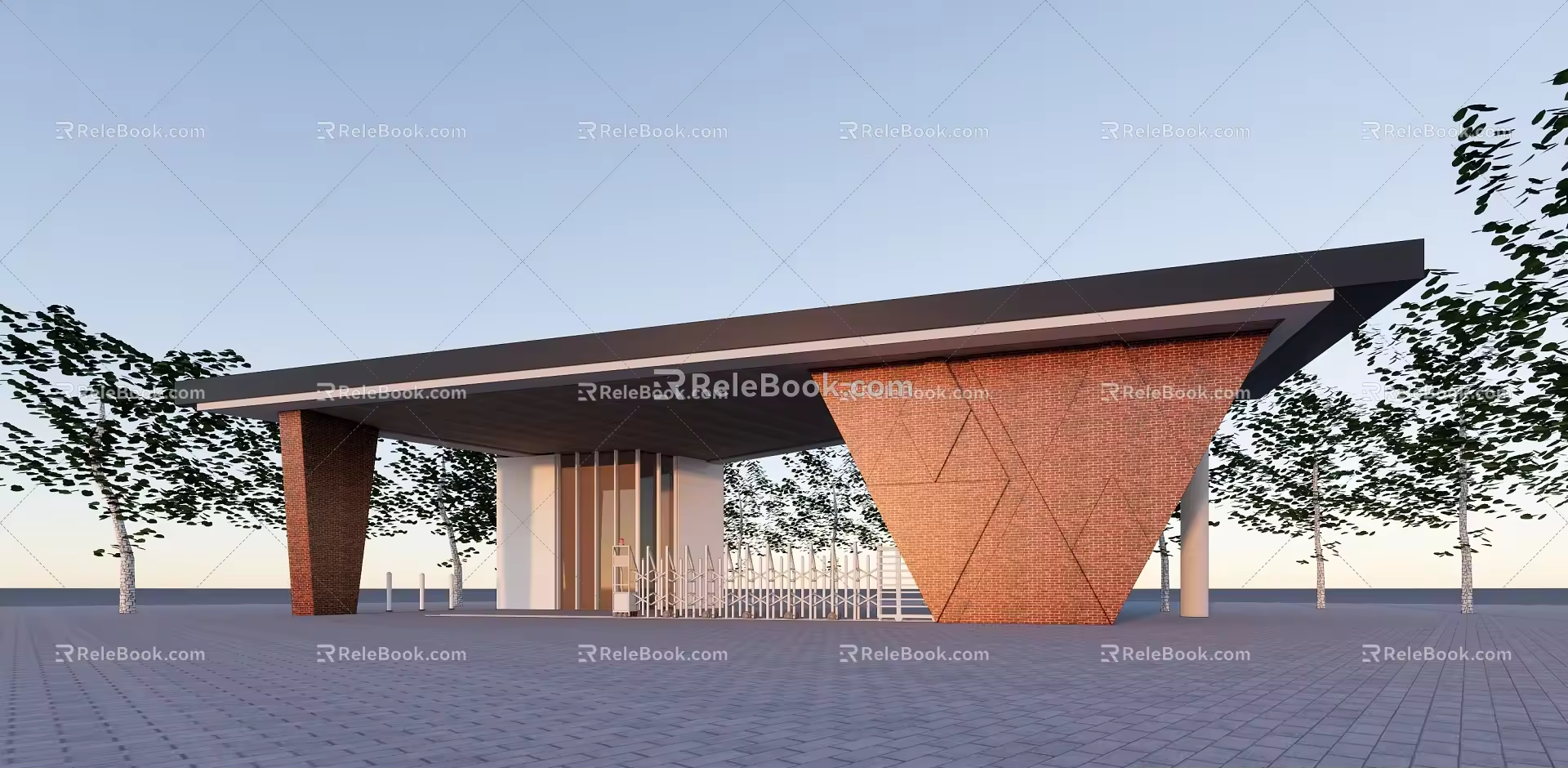 Modern Simple Primary School Gate 3d model