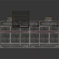 Industrial Metal Equipment Featuring Grille Panels And Long Structural Base Frame