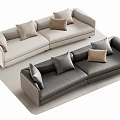 Modern Light And Dark Gray Sectional Sofas With Decorative Pillows On Beige Rug 3d model
