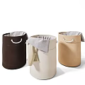 Storage Baskets In Neutral Tones With White Handles For Clothes Storage 3d model