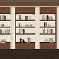 Modern Wooden Bookshelf Design With Multiple Shelves Books And Decorative Items