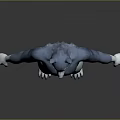 Anthropomorphic Wolf Character With Blue And White Fur Standing In Muscular Stance