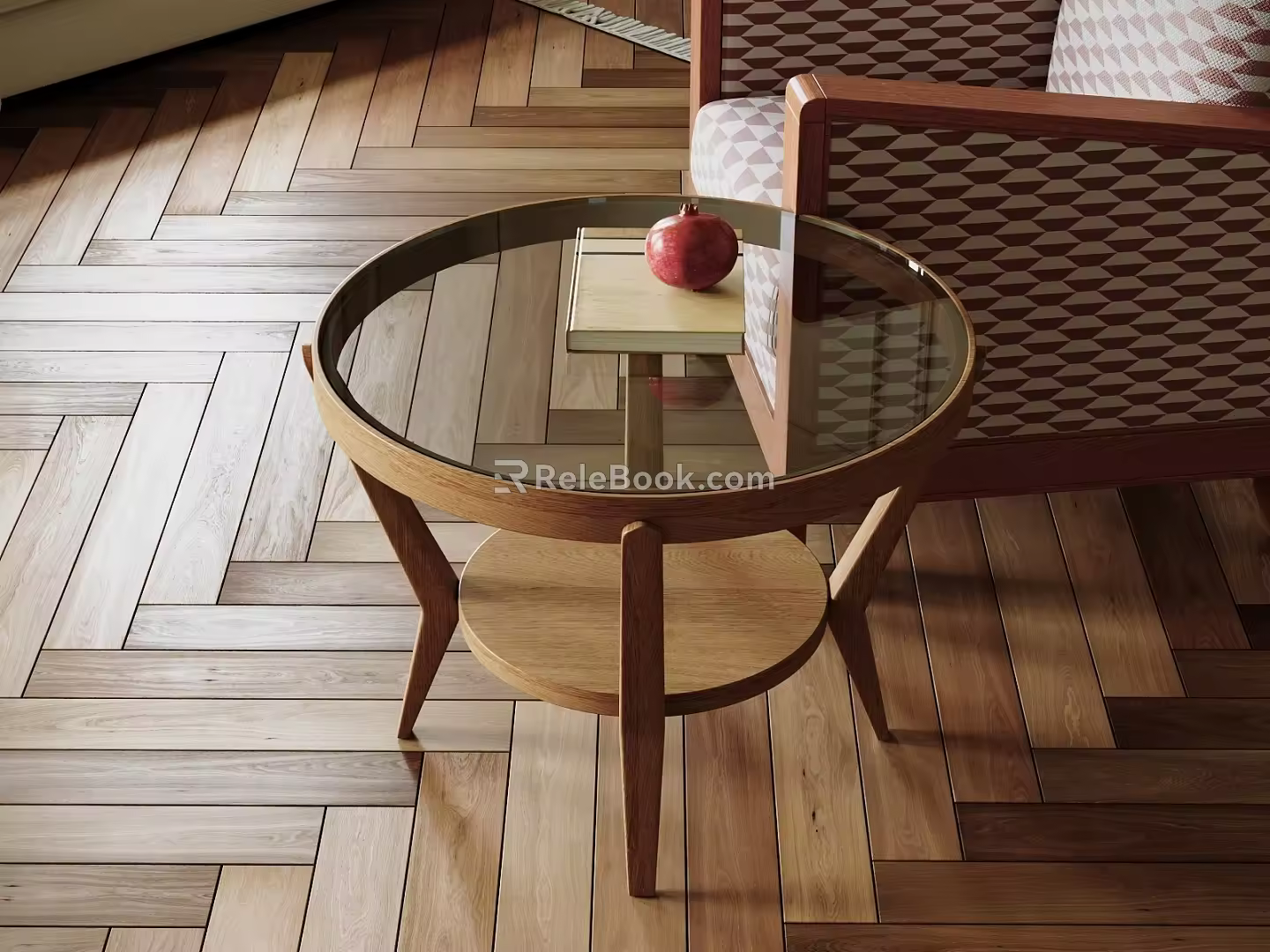 Middle ancient side several round side several solid wood side several 3d model