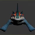 Fantasy Blue Crocodile With Red Stripes Sharp Teeth And Claws