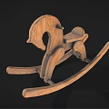Vintage Wooden Rocking Horse With Classic Design And Natural Wood Structure