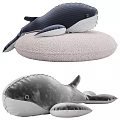 Soft Blue And Grey Whale Plush Dolls With Round Cushion Design