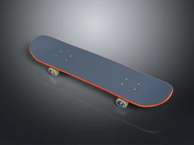 Stylish Blue Skateboard With Orange Edge And Smooth Rolling Wheels For Daily Use 3d model
