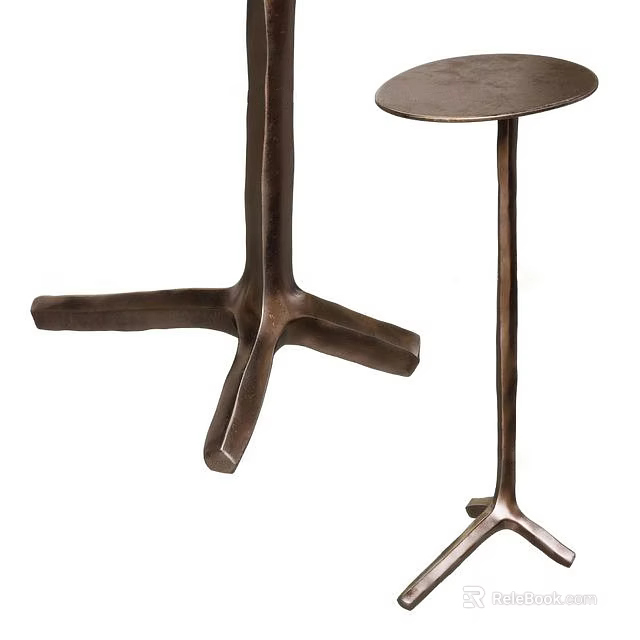 Modern Minimalist Metal Side Table With Cross Base And Round Top For Living Room 3d model 