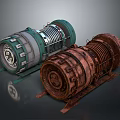 Industrial Mechanical Equipment With Green And Rusty Metal Components