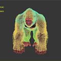 Gorilla 3D Model in Standing Pose With Detailed Fur and Gray Gradient Background 3d model