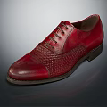 Classic Red Leather Dress Shoes with Intricate Woven Pattern for Formal Occasions