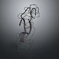 Modern Artistic Decorative Lights With Curved Metal Frame And Colorful String Lights