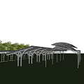 Outdoor Modern Shade Canopy With Metal Frame And Transparent Roof On Green Grass
