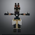 Minecraft Pixelated Horned Creature Character With White Candle And Golden Decorations