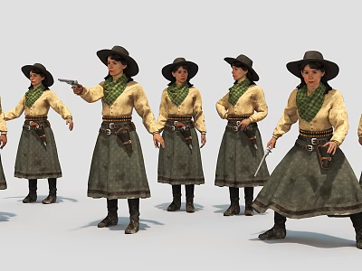 Cowgirl European Woman Game Figure Hunter 3d model