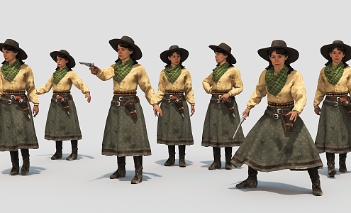 Cowgirl European Woman Game Figure Hunter 3d model