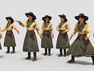 Cowgirl European Woman Game Figure Hunter 3d model