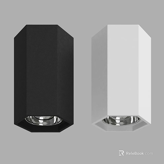 Black And White Hexagonal Downlights Spotlights With Modern Matte Design 3d model