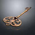 Antique Brass Key With Ornate Intricate Patterns For Vintage Household Decor