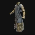 Traditional Layered Robe With Long Sleeves Dark Outer Fabric And Quilted Inner